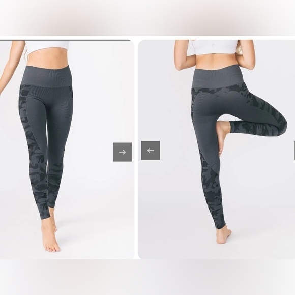 ZYIA Active Gray Camo Performance Leggings Size M Hi-Rise Compression Pants 7/8 - Picture 1 of 8
